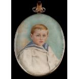 Ellen Morton [19/20th Century]- A miniature portrait of a young boy in sailor suit,