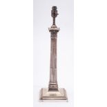 A George V silver Corinthian column table lamp, maker's mark worn, Sheffield,