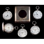 Five silver pocket watches: Rotherham & Co, London,