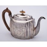 A George III silver teapot, maker George Burrows (I), London, 1797: monogrammed,