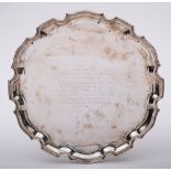 An Elizabeth II silver salver maker JH, Birmingham, 1961: inscribed,