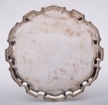 An Elizabeth II silver salver maker JH, Birmingham, 1961: inscribed,