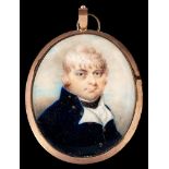 English School Circa 1800- A miniature portrait of a naval officer,