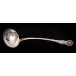 A Victorian silver Fiddle Thread and Shell pattern soup ladle, maker John & Henry Lias, London,