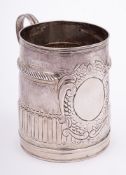 A small Queen Anne Britannia silver mug, maker's mark worn, London,