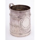 A small Queen Anne Britannia silver mug, maker's mark worn, London,