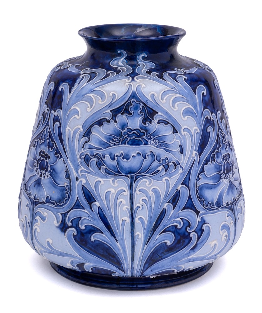 A William Moorcroft for James Macintyre Florian ware vase: of squat baluster form,