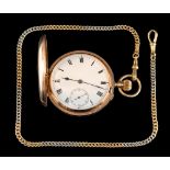 An Edwardian 9 carat gold full hunter pocket watch,