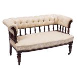 An Edwardian mahogany settee:, of rectangular shape,