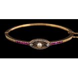 A ruby, diamond and pearl bangle,: the 3.