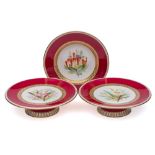 A late 19th century English porcelain botanical part dessert service: each piece painted with a