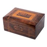 A 19th Century Tunbridge ware work box: of rectangular outline,