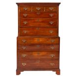 An early George III mahogany chest on chest, circa 1760,