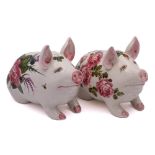 Two Exon Wemyss Ware pigs: each modelled in seated posture,