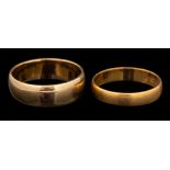 A 22 carat gold ring,: of plain polished form, stamped 22 with Birmingham hallmarks, ring size O, 3.