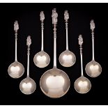 A set of six Victorian silver seal top spoons and a larger spoon, maker Martin, Hall & Co,