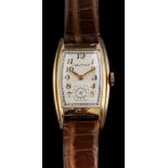 Waltham, a gold filled wristwatch,: the silvered dial with Arabic numerals,