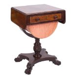 A William IV mahogany drop flap work table:,