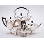 An Edward VII matched silver five-piece tea service, maker Thomas Bradbury & Sons, London,