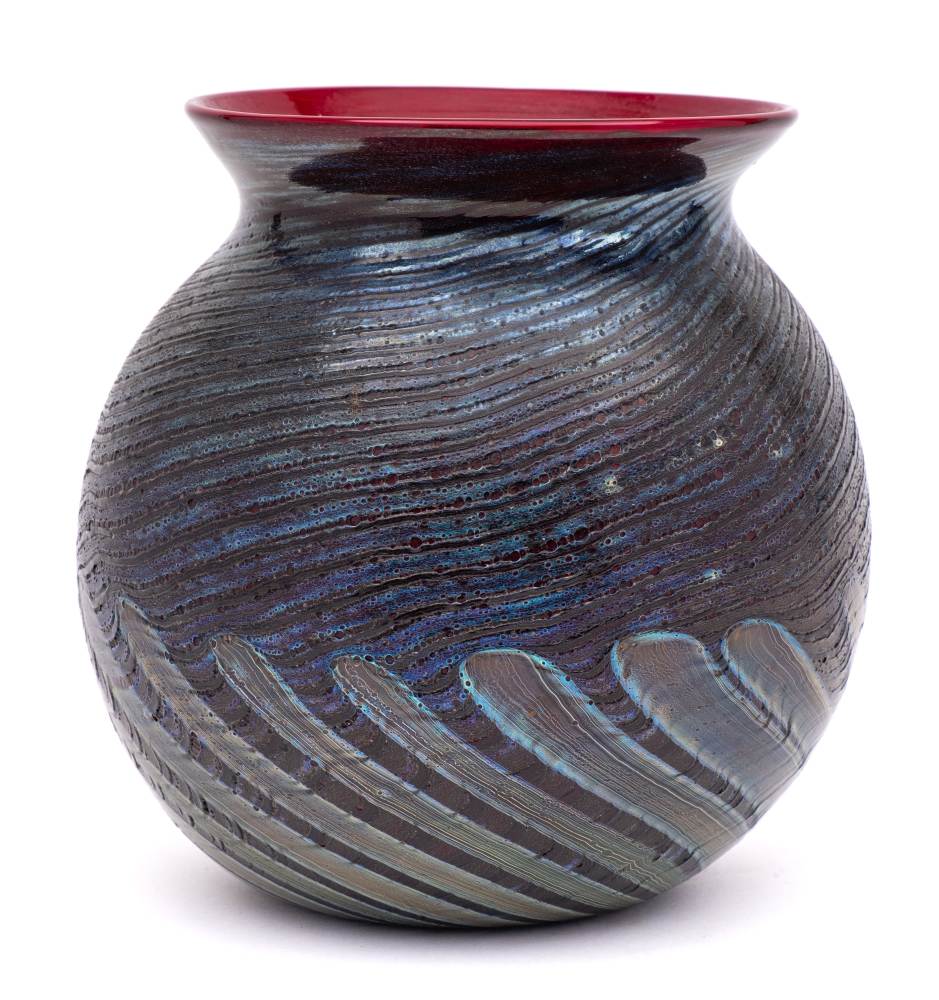 Heikki Orvola for Nuutajarvi Notsjo a cased glass vase: of globular form with flaring rim,