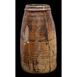 * Bernard Leach [1887-1979] a stoneware vase: of tapering cylindrical form with incised and combed