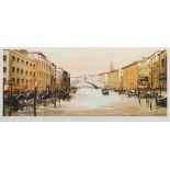 * Hendersen Cisz [b.1960]- View of Venice,:- print, signed and inscribed numbered 35/195, 37 x 84cm.