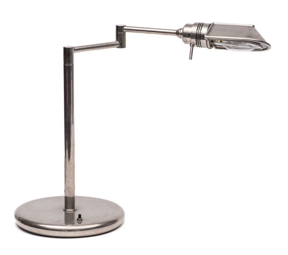 A contemporary chromium plated desk lamp in the 1940s-style:,
