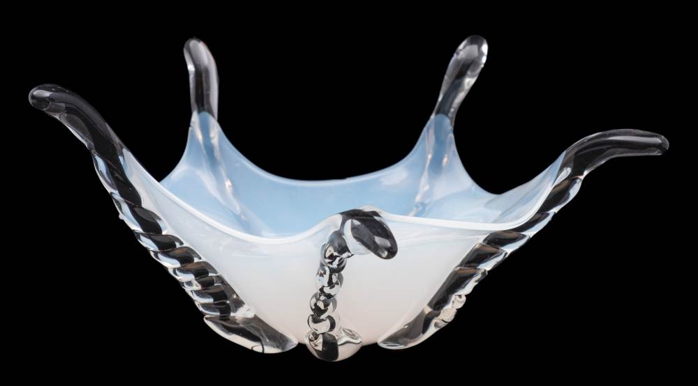 *Jason Svendsen [Contemporary] two studio glass bowls: of handkerchief form each translucent white - Image 3 of 3