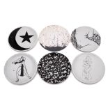 Six Royal Academy porcelain plates: each decorated in monochrome with designs after various artists