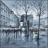 * Hendersen Cisz [b.1960]- Rainy Day, Marble Arch,:- signed, oil on canvas, 76 x 76cm.