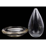 Tapio Wirkkala for Litala a clear glass vase: of pear shaped form with narrow neck,