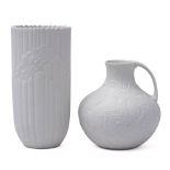 Rosamunde Nairac for Rosenthal a white bisque porcelain Studio Line vase: in the Anemone pattern,