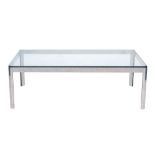 A 20th Century aluminium and plate glass rectangular coffee table,:- 122 x 61cm.