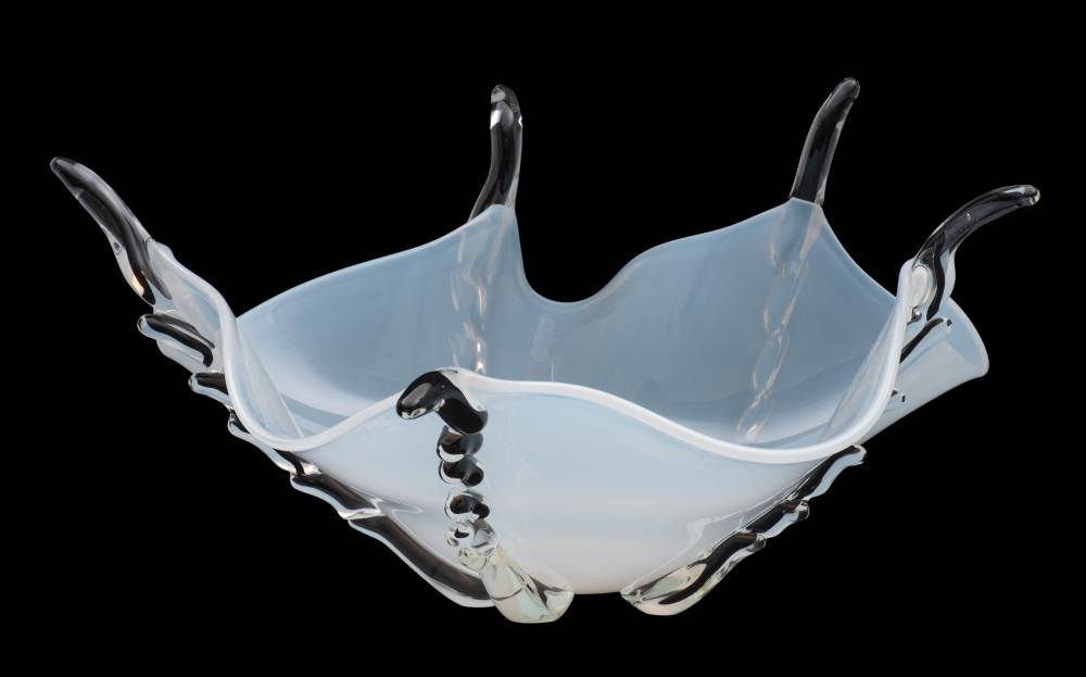 *Jason Svendsen [Contemporary] two studio glass bowls: of handkerchief form each translucent white - Image 2 of 3