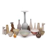 A group of studio pottery: by various hands comprising stoneware and porcelain vases,
