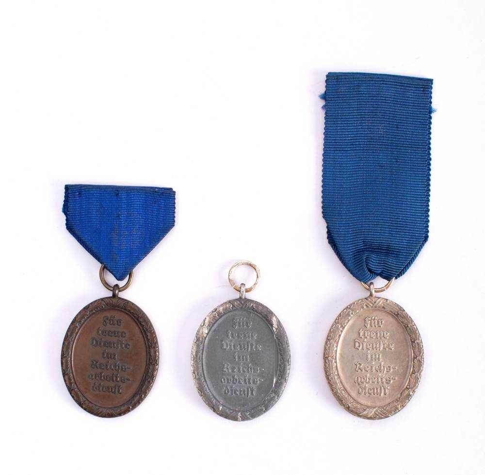 Three German RAD Long Service Medals: (3) * Notes Militaria artefacts are reproduced in