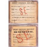 A collection of various railway wagon tickets: including Southern Railway, Whitstable Harbour,