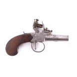 A 19th century flintlock muff or 'book' pistol by Goodwin & Co, London: 1 1/4 inch turn off barrel,