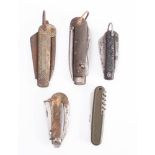A group of four Royal Navy pattern jack knives: together with a pen knife (5) * Notes Militaria