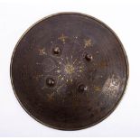 A 19th century Indo-Persian dhal: the steel convex outer face fitted with four domed bosses with