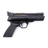 A Webley Tempest .22 calibre air pistol: two piece black plastic chequered grip.