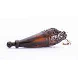 A late 18th /early 19th century carved wood screw holder: the neck decorated with an array of