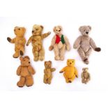 A collection of mid 20th century blonde plush Teddy bears: various makers.