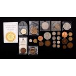 A small collection of British and world: including USA proof set, 1792 Exeter halfpenny,