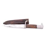 A German combat/ trench knife straight single edge blade over wilt with single quillon,