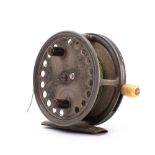 A Hardy 'Silex Major' 3 1/2 inch fly reel: double ebonised handles,