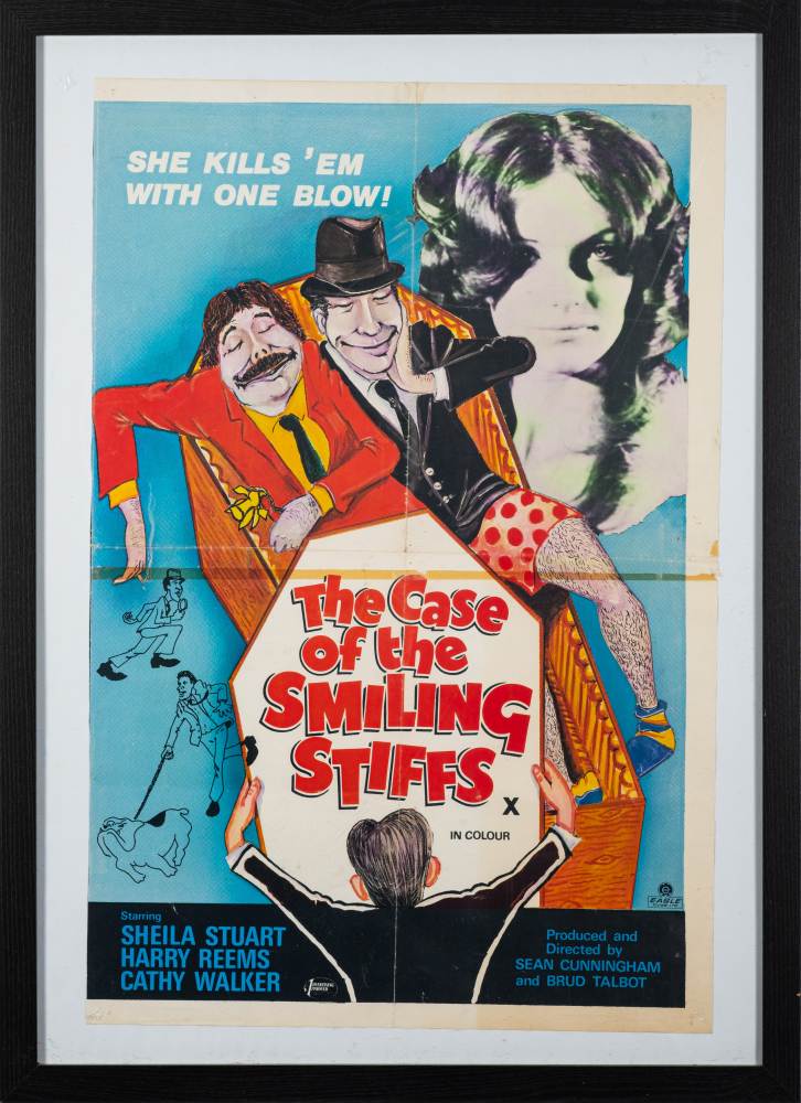 Three framed single sheet film posters' The case of the Smiling Stiffs',