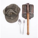 A Third Reich Luftwaffe aluminium spoon and fork: together with a later trenching tool and M43