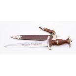 A Third Reich SA dagger by Puma: the straight double edged blade with legend,