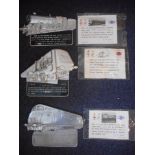 Three aluminium cast plaques for various locomotives: together with certificates.